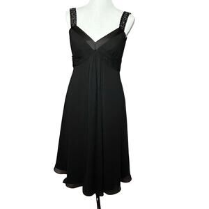 David's Bridal Dress Black Women 4 Shiny Bleads Sleeveless Knee Length Wedding